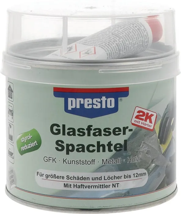 2K-Glasfaserspachtel grau-grün,Härter rot 1000g Dose PRESTO VE: 6St.