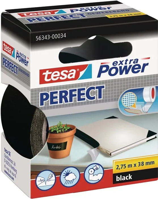 Gewebeband ext.Power® 56343 schwarz L.2,75m B.38mm Rl.TESA
