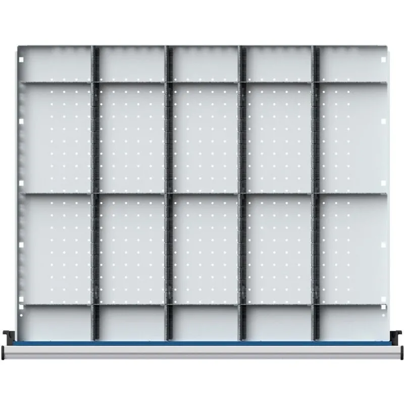Schubladeneinteilungssatz für FH 90 mm 1/5 Teilung für Schublade B750 x T600 mm