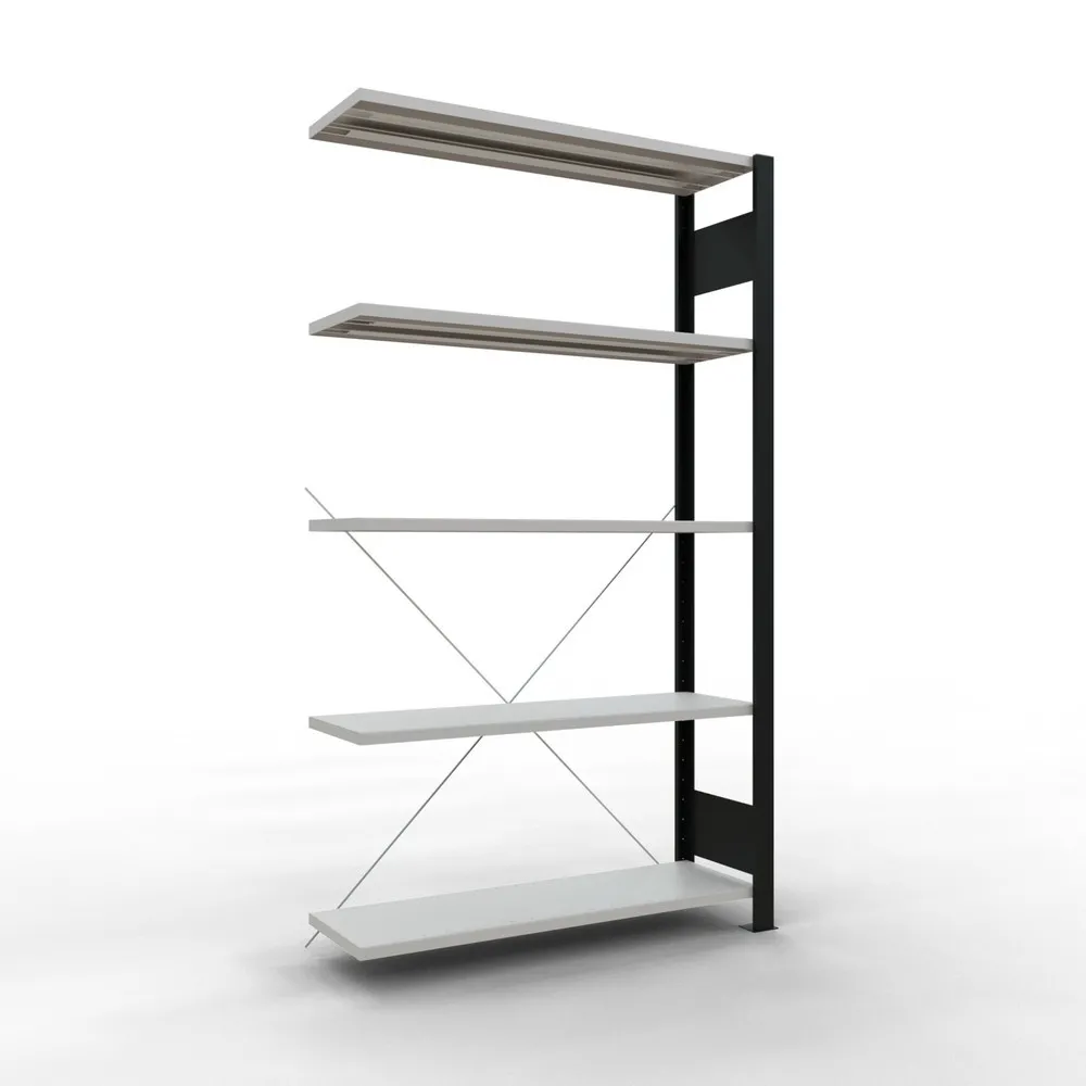 SCHULTE Aktenregal AF, einseitig, ohne Endanschläge, FL 85 kg, schwarz, HxBxT 1.800 x 1.000 x 300 mm