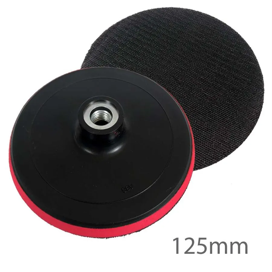 125 125mm Polierteller Stützteller Klett Teller gedämpft M14 Gewinde Aufnahme