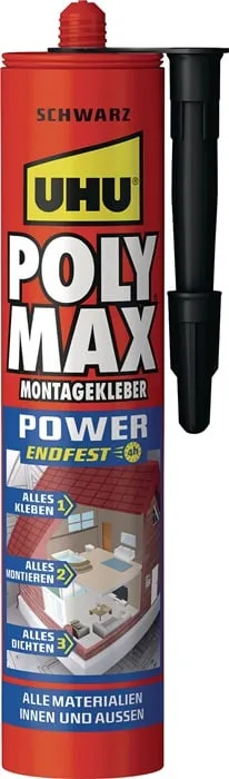 Kleb- u.Dichtstoff POLY MAX POWER schwarz 425g Kartusche UHU VE: 12St.