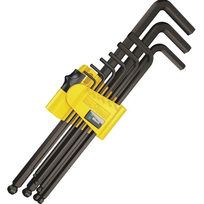 Winkelschraubendreher- Satz im Handhalter 9-teilig 5/64"-3/8" lang Kugelkopf Wera