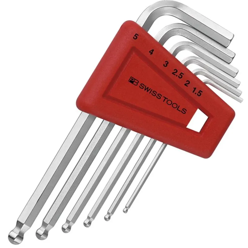 Winkelschraubendreher- Satz im Kunststoffhalter 6-teilig 1,5-5 mm Kugelkopf PB Swiss Tools