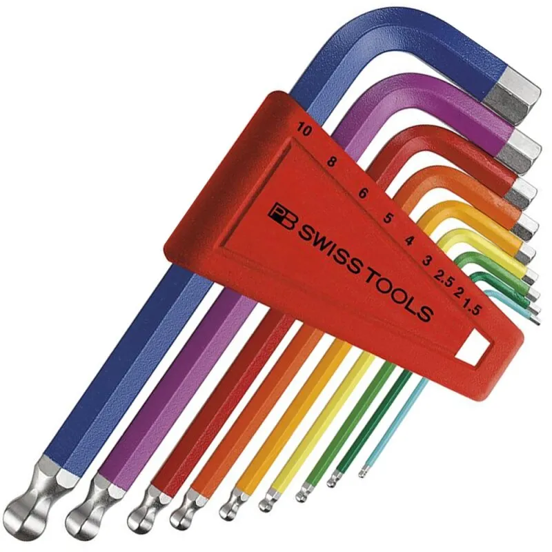 Winkelschraubendreher- Satz im Kunststoffhalter 9-teilig 1,5-10 mm Rainbow Kugelkopf PB Swiss Tools